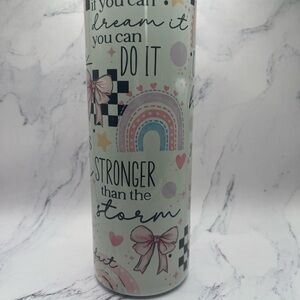 Inspirational 20oz Tumbler with Rainbow and Bow Design